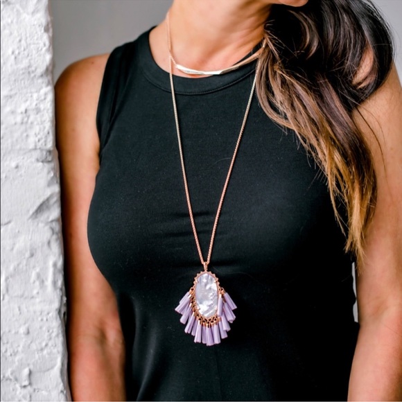 Kendra Scott Betsy Necklace Lilac Mother of Pearl - Picture 3 of 6